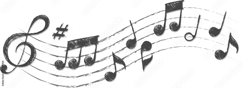 Hand drawn musical notes sketch Hand drawn musical notes sketch
