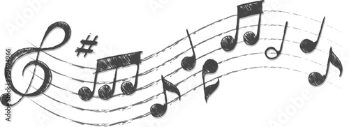 Hand drawn musical notes sketch