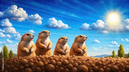 Pixelated prairie dogs enjoying the desert sun, pixelated, prairie dogs, desert, sun, rockin, wildlife, animals, playful, Southwest photo