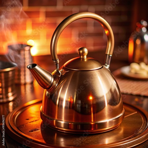 A Charming Whistling Kettle with Lid Perfect for Brewing Tea and Coffee photo