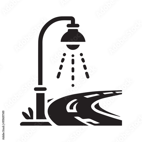 Simple Road side lamp vector silhouette.