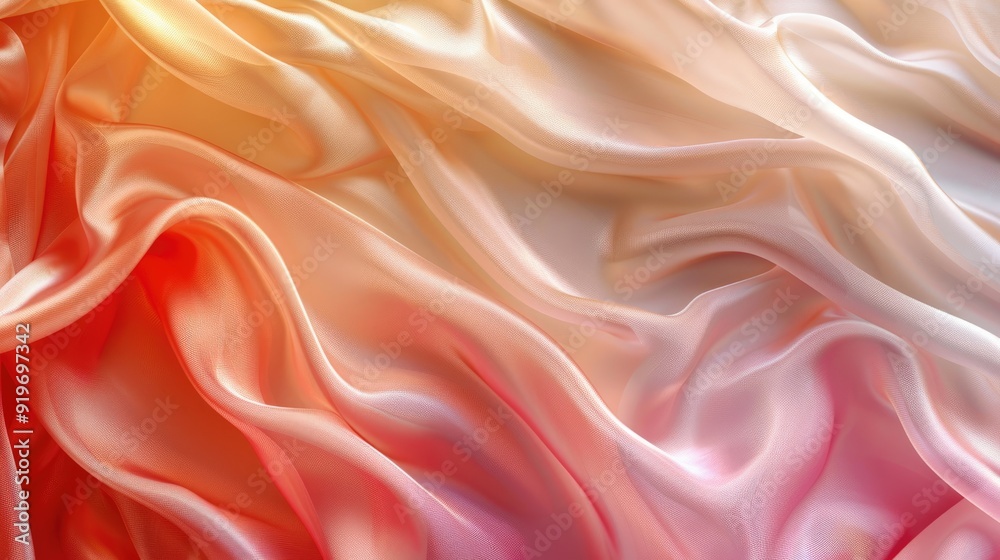 Abstract background of flowing, textured silk in shades of orange, pink, and white. Abstract background of flowing, textured silk in shades of orange, pink, and white.