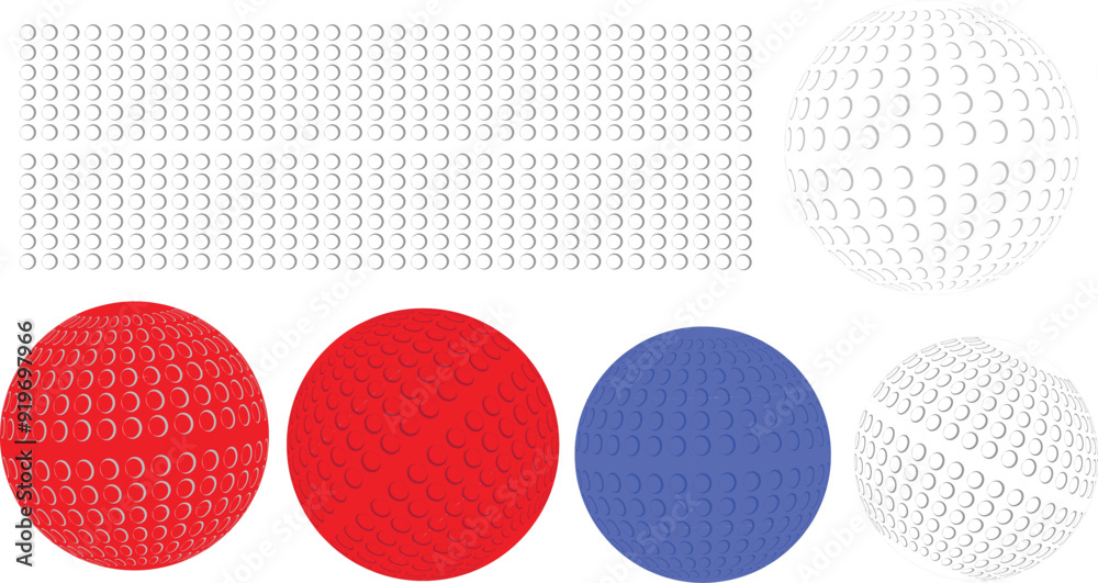 Hockey ball pattern in rectangle sheet and 5 hockey ball isolated on transparent white background Hockey ball pattern in rectangle sheet and 5 hockey ball isolated on transparent white background