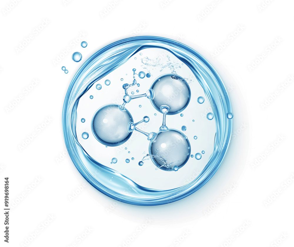 Molecules inside bubbles on blue background Collagen serum bubble
Molecules inside bubbles on blue background Collagen serum bubble