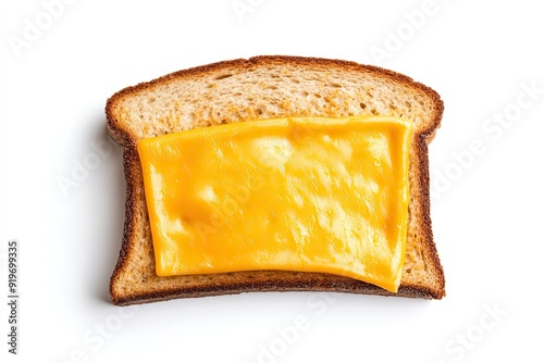 Tuna melt sandwich with cheddar cheese isolated on a white, top view
