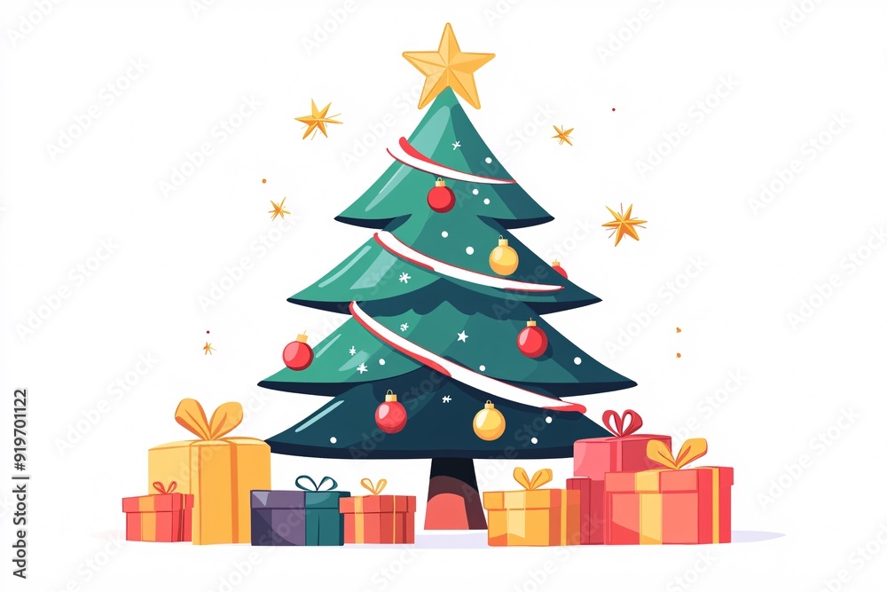 Obraz premium Festive Christmas Tree with Presents