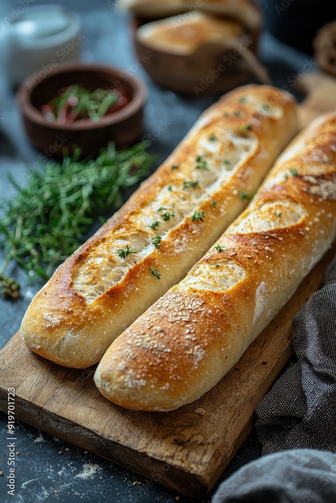 Bread on a board Bread on a board