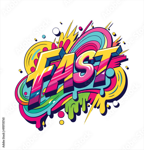White T-Shirt design With Graffiti style and text