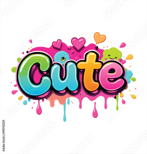 White T-Shirt design With Graffiti style and text