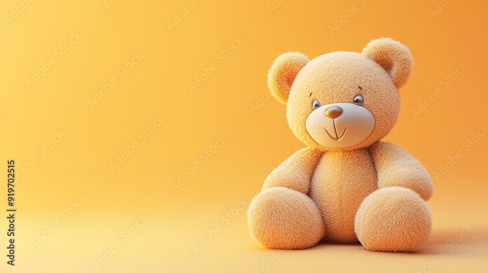 Smiling teddy bear on a yellow background. Smiling teddy bear on a yellow background.