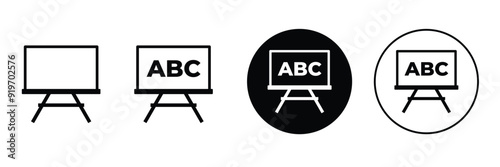 Set of Black Chalkboard icon collection. School Blackboard sings. Vector illustration.