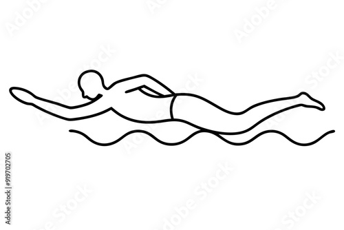 "Swimmer Cartoon Vector Clipart Illustration - Stock Image on White Background"

