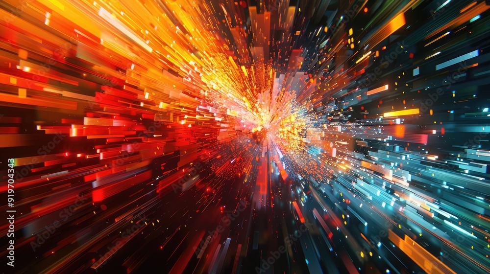 Abstract background with streaks of light in red, orange, blue, and yellow. Abstract background with streaks of light in red, orange, blue, and yellow.