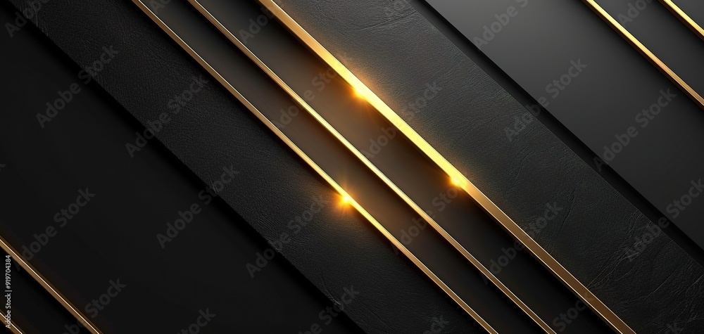 Abstract black background with gold lines.