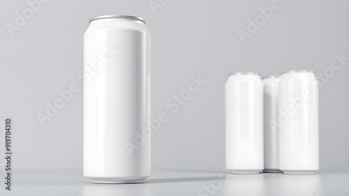 White large tall beer or soda aluminum can mockup.. Generative AI