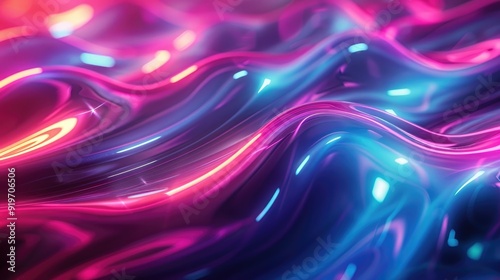 Wallpaper Mural Abstract background with vibrant pink and blue liquid waves.  Glowing lights create a dynamic, futuristic feel. Perfect for tech, music, or design projects. Torontodigital.ca