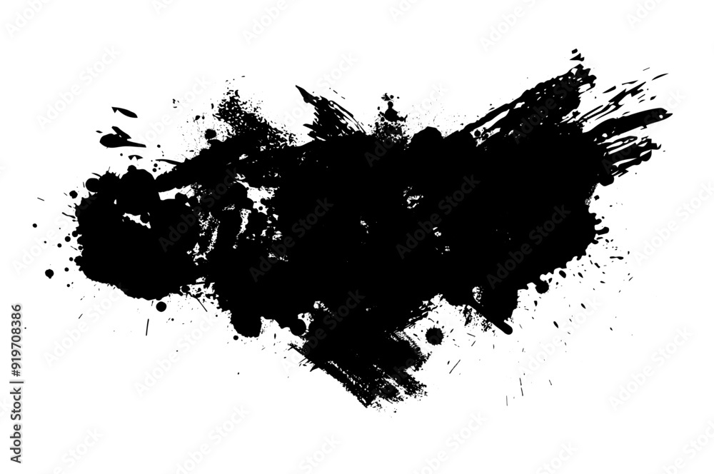 Obraz premium Splatter Paint Texture . Black Spray Blot of Ink. Place illustration Over any Object to Create Grungy Effect . hand drawn. Not AI, Vector