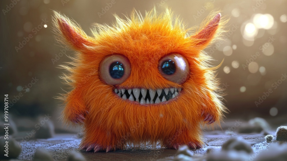 Cute and adorable furry little monster 3D looking concept character background wallpaper AI generated image Cute and adorable furry little monster 3D looking concept character background wallpaper AI generated image