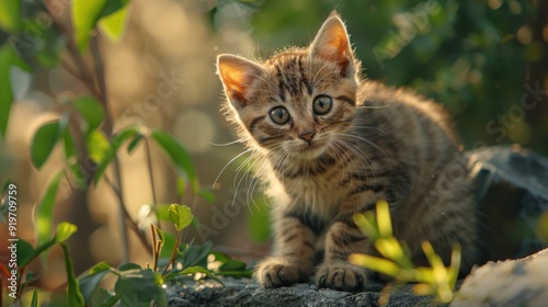 Cute Kitten Posing in Nature