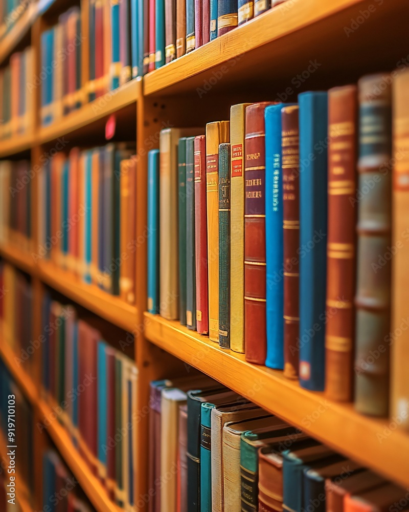 closeup of books on shelves of library closeup of books on shelves of library