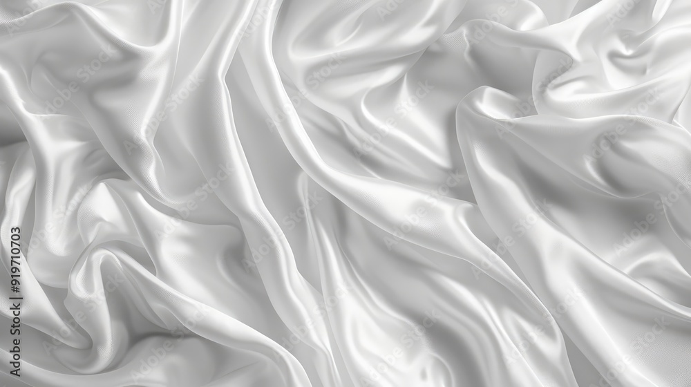 Fototapeta premium White silky fabric with wavy folds for background with a soft sway.
