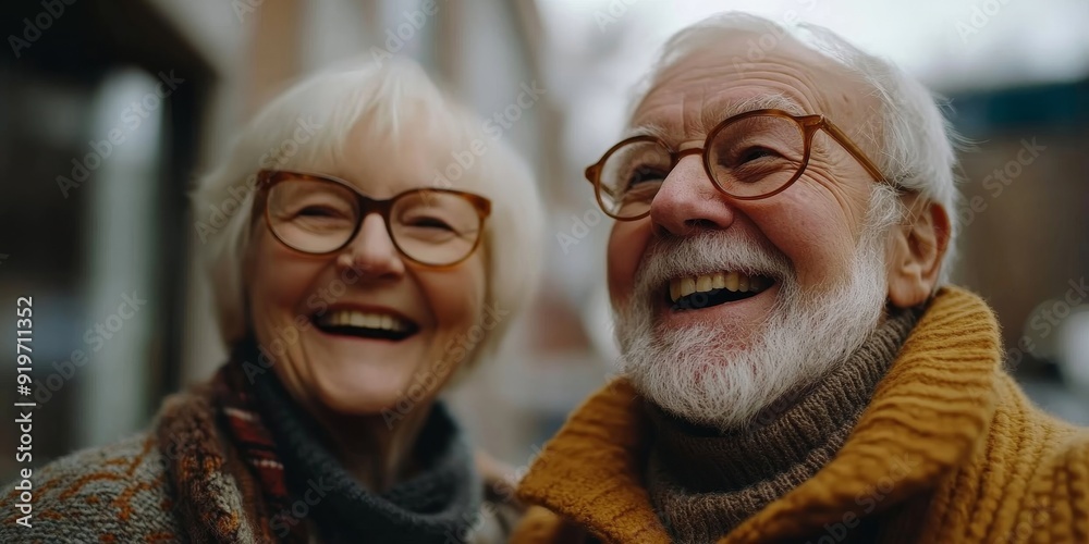 Low angle view of cheerful elderly people laughing with joy, Generative AI Low angle view of cheerful elderly people laughing with joy, Generative AI