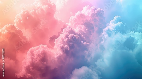 Abstract colorful clouds with pink, blue and yellow tones, a dreamy and ethereal background.