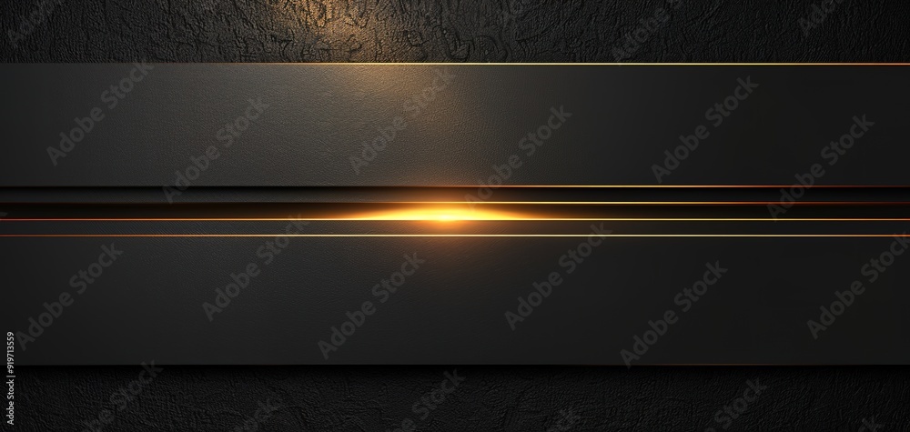 Abstract background with black textured surface and glowing gold lines.