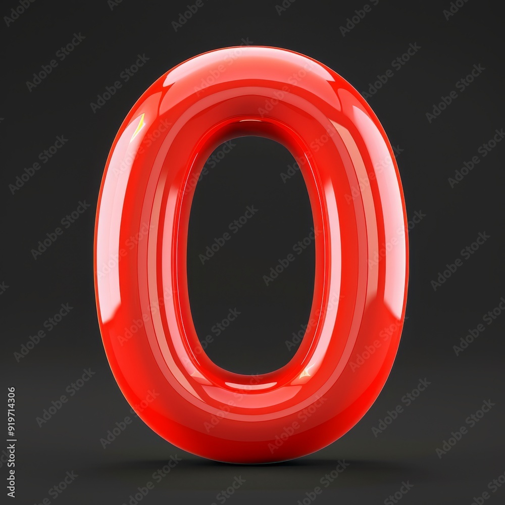 A glossy red 3D representation of the number zero, beautifully rendered against a dark backdrop, ideal for enhancing digital designs and vibrant illustrations that capture attention A glossy red 3D representation of the number zero, beautifully rendered against a dark backdrop, ideal for enhancing digital designs and vibrant illustrations that capture attention