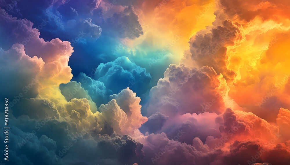 An illustration of a multicolored cloudscape An illustration of a multicolored cloudscape