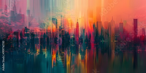 Dynamic abstract skyline with vibrant hues