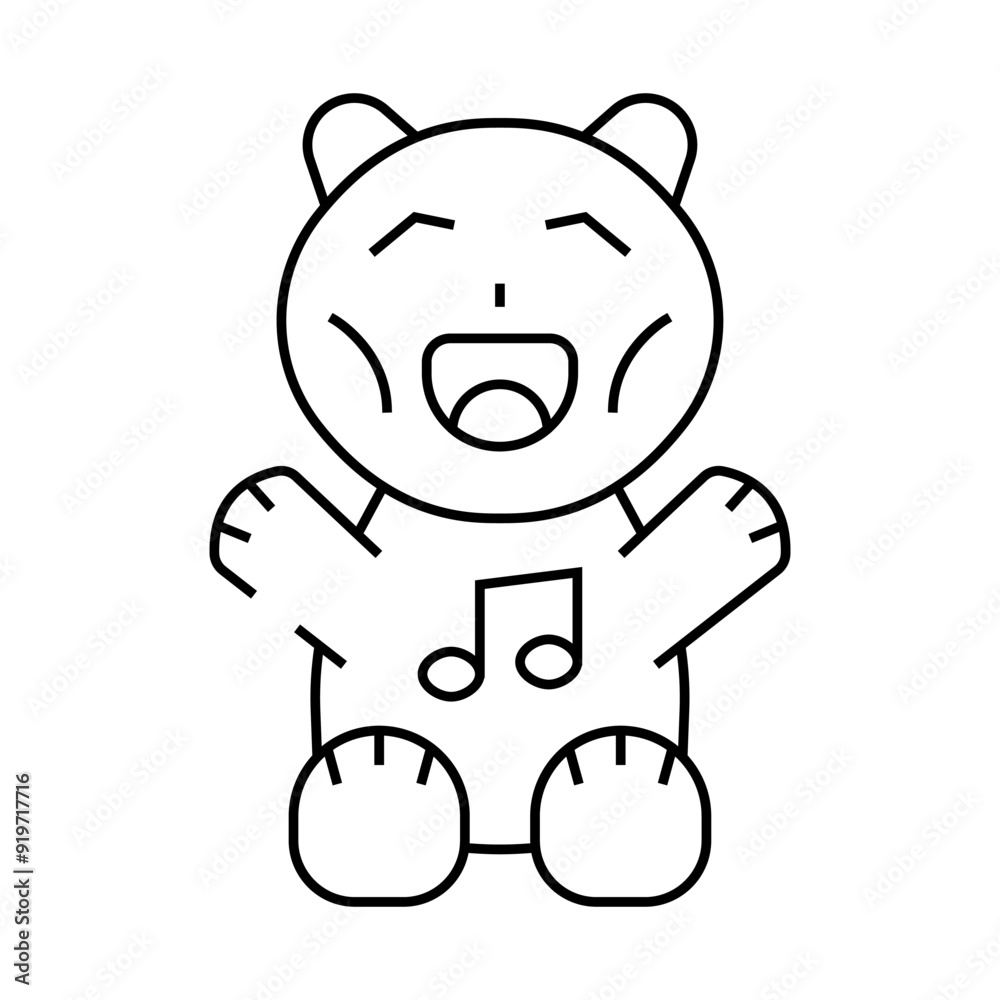 Obraz premium musical stuffed animal toy baby line icon vector. musical stuffed animal toy baby sign. isolated contour symbol black illustration