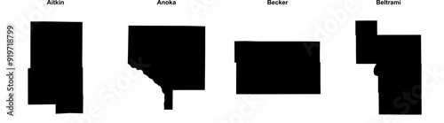 Aitkin, Anoka, Becker, Beltrami outline maps