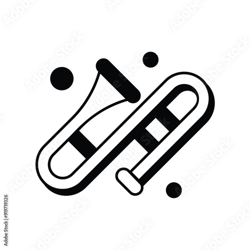 trombone glyph icon with white background vector stock illustration