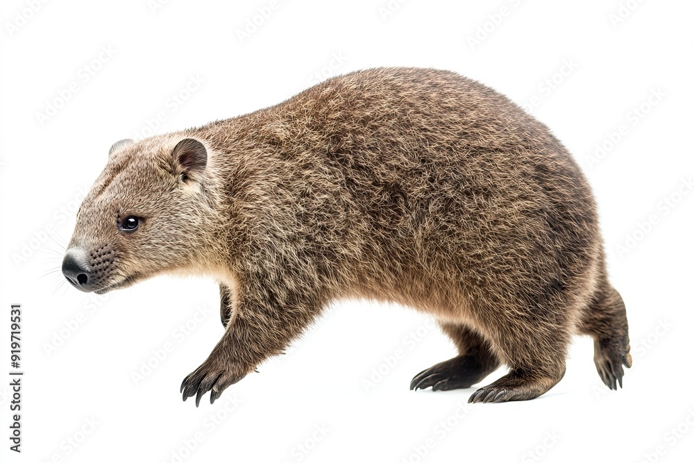 Wombat walking and digging isolated on a white background Wombat walking and digging isolated on a white background