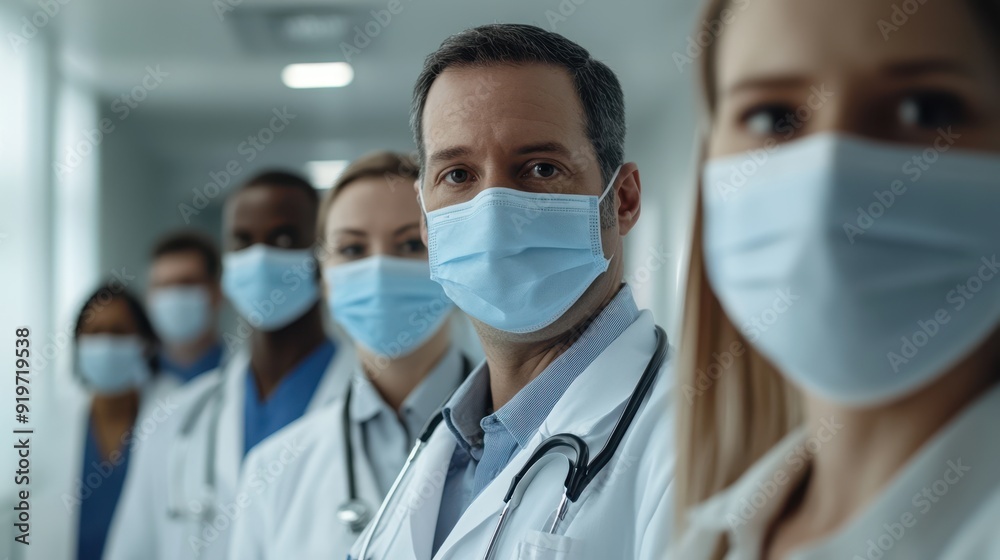 The doctors wearing masks. The doctors wearing masks.