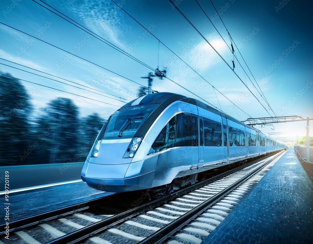 Naklejka premium smart digital train , artificial intelligence in rail transportation