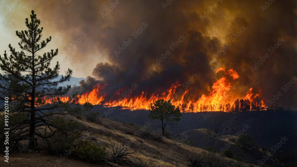 Fototapeta premium Wildfire Forest Fire Burning 
