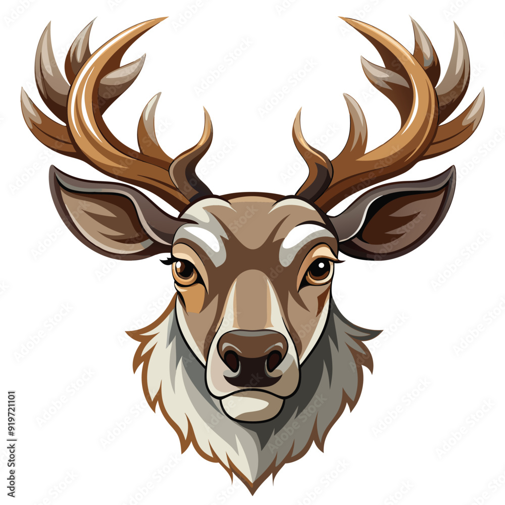 Fototapeta premium caribou head or dear head illustration