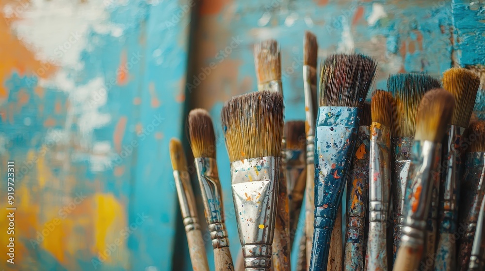 Fototapeta premium Brushes in an artist's studio