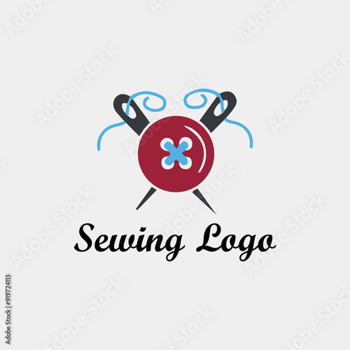 boutique sewing tailoring logo design vector