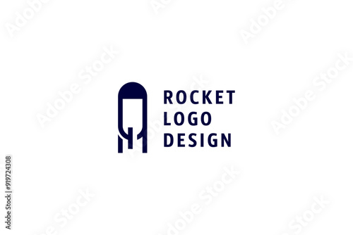 Template logo design solution with rocket simple image