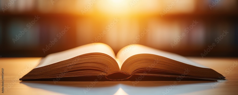 An open book with sunlight shining through, symbolizing knowledge, learning, and inspiration in a peaceful setting. An open book with sunlight shining through, symbolizing knowledge, learning, and inspiration in a peaceful setting.