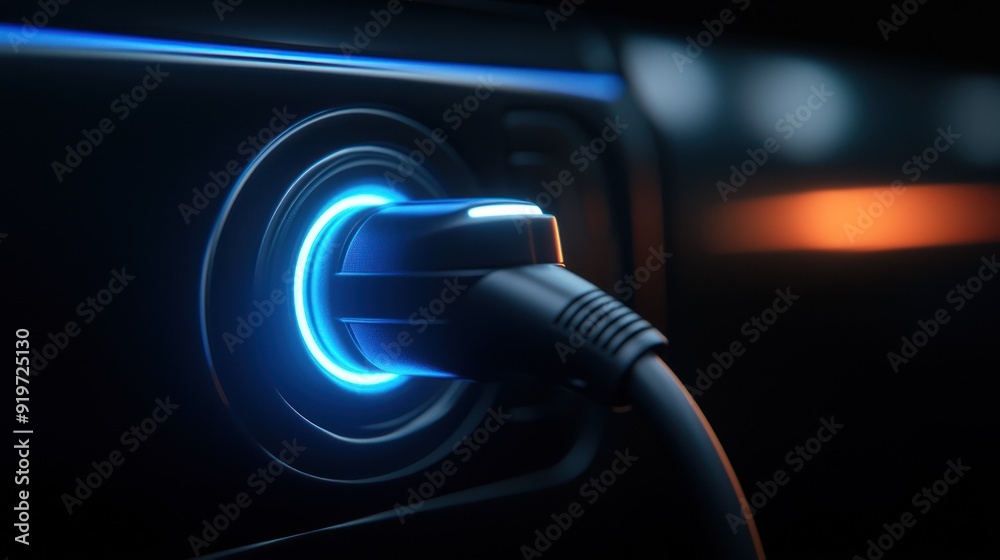 Close-up of a glowing electric charging port, highlighting the innovation and technology of electric vehicles in modern design. Close-up of a glowing electric charging port, highlighting the innovation and technology of electric vehicles in modern design.