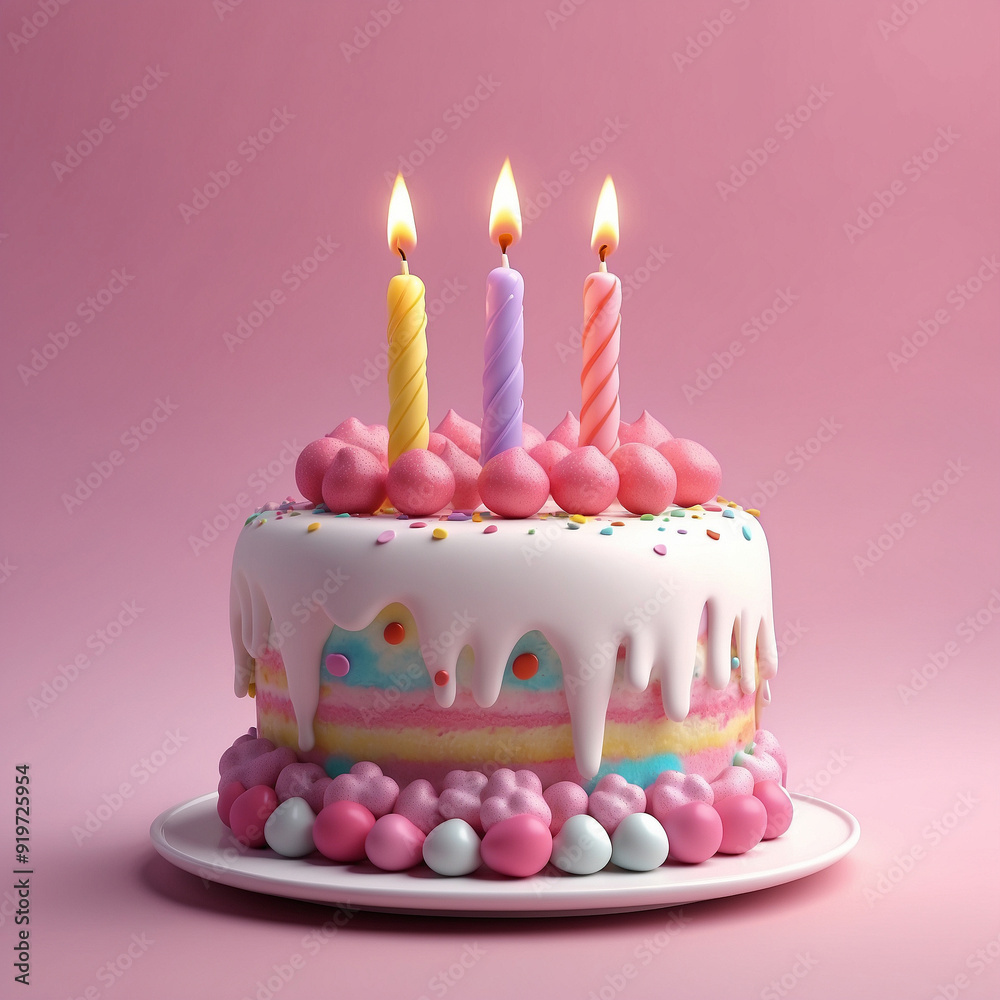 Baby Girl's Pink Themed Cake with Decorations Baby Girl's Pink Themed Cake with Decorations