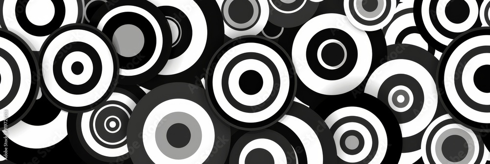 An intriguing abstract design that showcases dynamic black, white, and gray circular patterns perfect for modern decor An intriguing abstract design that showcases dynamic black, white, and gray circular patterns perfect for modern decor