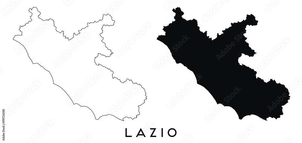 Obraz premium Lazio map outline and black silhouette vector