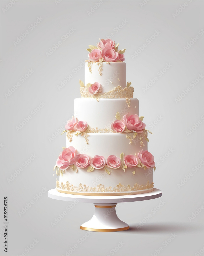 Elegant Wedding Cake with Floral Decorations Elegant Wedding Cake with Floral Decorations