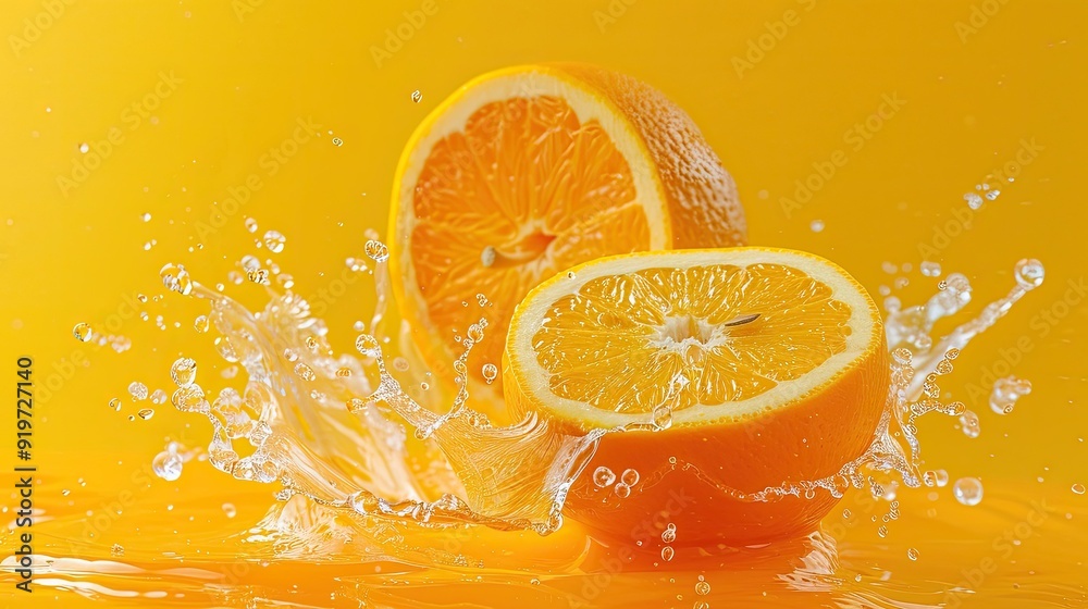 fresh orange slices with a splash of water fresh orange slices with a splash of water