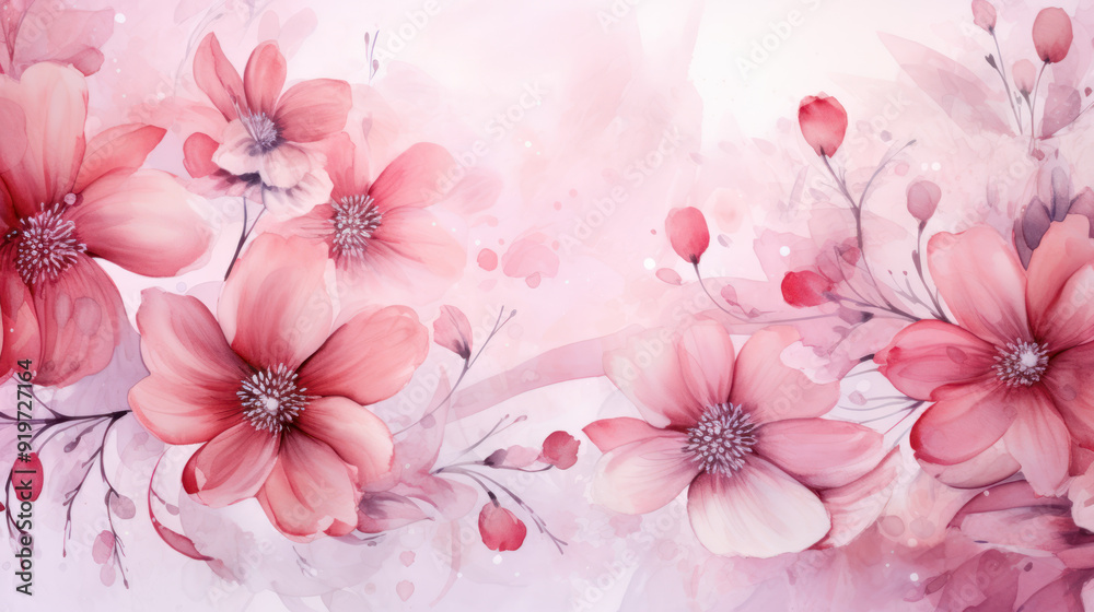 Soft, pastel floral background. The flowers and leaves are artistically stylized, resembling a watercolor effect. Dreamy aesthetic. Soft, pastel floral background. The flowers and leaves are artistically stylized, resembling a watercolor effect. Dreamy aesthetic.
